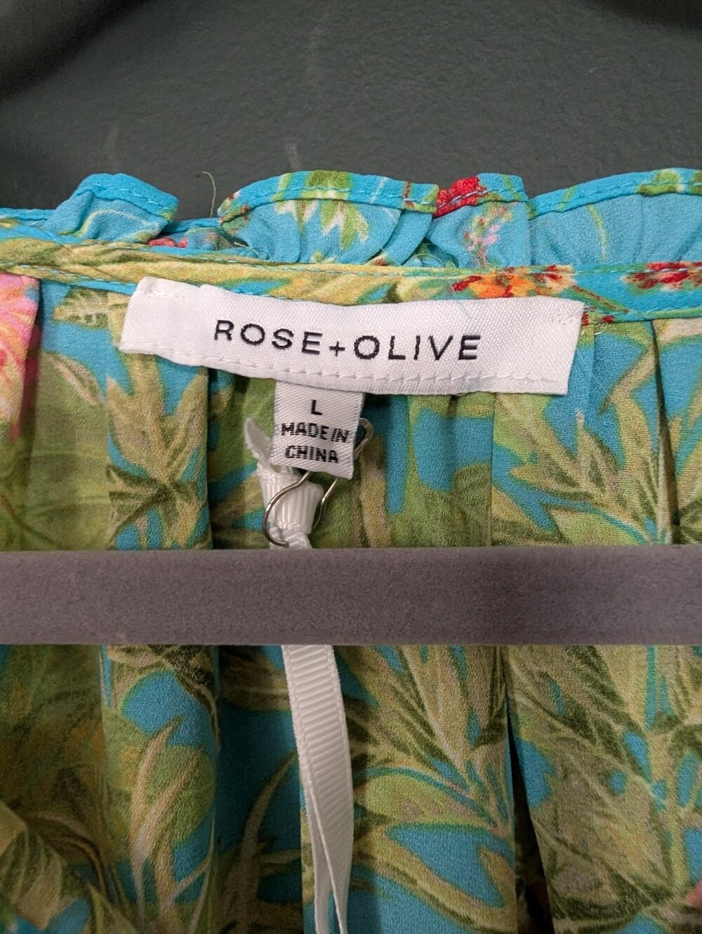 Rose & Olive Blue Floral Tassel Peasant Top 0038 - Picture 2 of 10